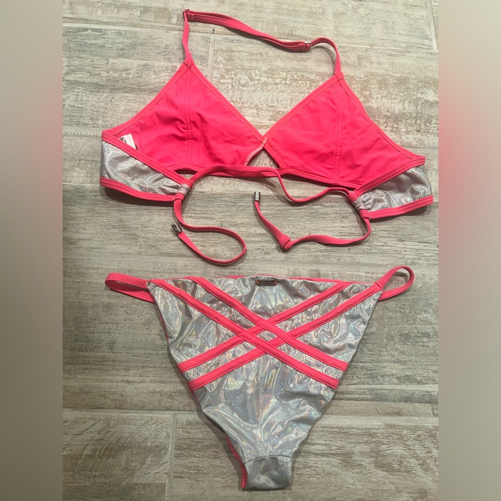 Metallic and pink beach bunny bikini
